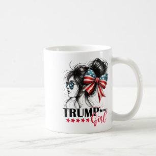Trump Girl Messy Bun Sungles Trump 2024 Usa Flag  Coffee Mug