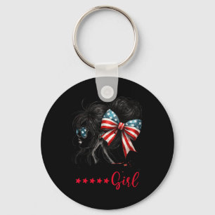Trump Girl Messy Bun Sungles Trump 2024 Usa Flag  Key Ring