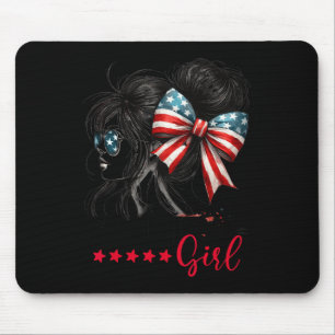 Trump Girl Messy Bun Sungles Trump 2024 Usa Flag Mouse Pad