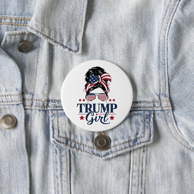 Trump Girl Messy Bun Trump 2024 Election American  7.5 Cm Round Badge (In Situ)