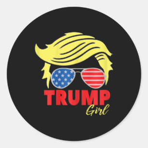 Trump Girl Messy Bun Trump 2024 Election American Classic Round Sticker