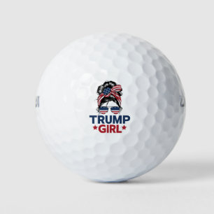 Trump Girl Messy Bun Trump 2024 Election American Golf Balls