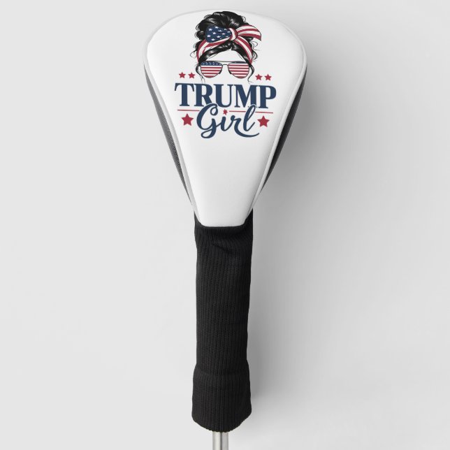 Trump Girl Messy Bun Trump 2024 Election American  Golf Head Cover (Front)