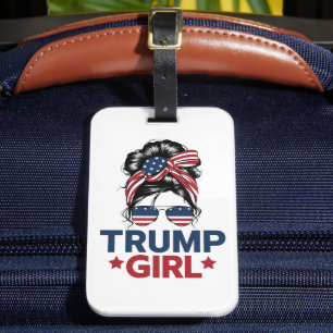 Trump Girl Messy Bun Trump 2024 Election American Luggage Tag