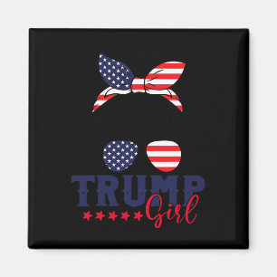Trump Girl Messy Bun Trump 2024 Election American Magnet
