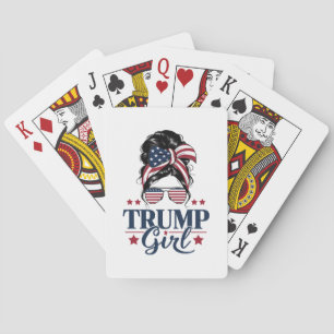 Trump Girl Messy Bun Trump 2024 Election American Playing Cards