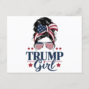 Trump Girl Messy Bun Trump 2024 Election American  Postcard