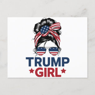 Trump Girl Messy Bun Trump 2024 Election American  Postcard