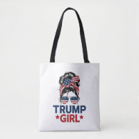 Trump Girl Messy Bun Trump 2024 Election American