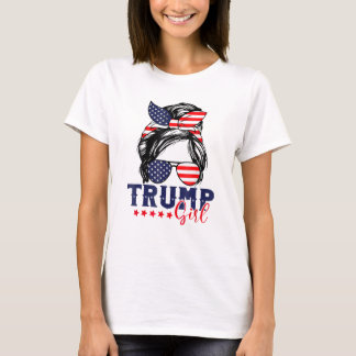 Trump Girl Messy Bun Trump 2024 Election T-Shirt