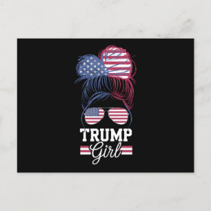 Trump Girl Messy Bun USA 47 President Invitation Postcard