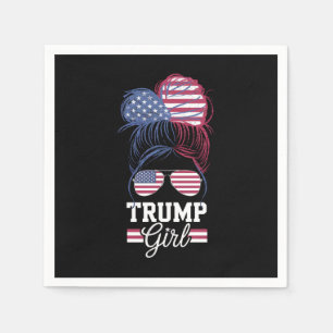 Trump Girl Messy Bun USA 47 President Napkin