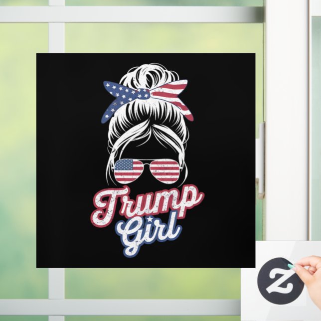 Trump Girl Messy Bun Vintage USA American Flag (Home)