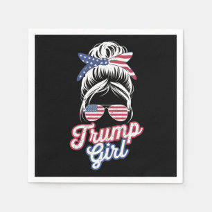 Trump Girl Messy Bun Vintage USA American Flag Napkin