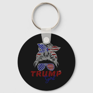 Trump Girl Messy Bun Voting For Trump 2025 Faux Rh Key Ring