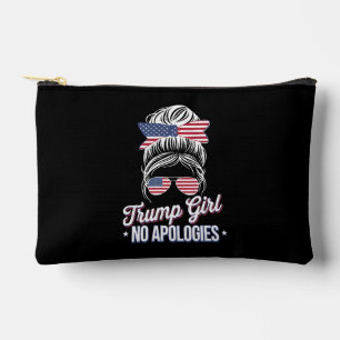 Trump Girl No Apologies Messy Bun Retro Vintage Accessory Pouch