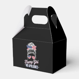 Trump Girl No Apologies Messy Bun Retro Vintage Favour Box