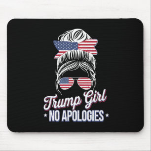 Trump Girl No Apologies Messy Bun Retro Vintage Mouse Pad