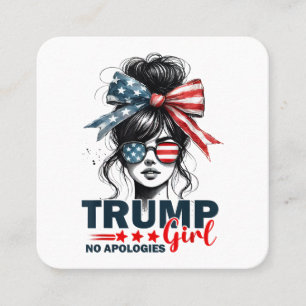 Trump Girl No Apologies Messy Bun Sunglasses Trump Square Business Card