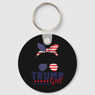 Trump Girl No Apologies Messy Bun Trump 2024 Ameri Key Ring