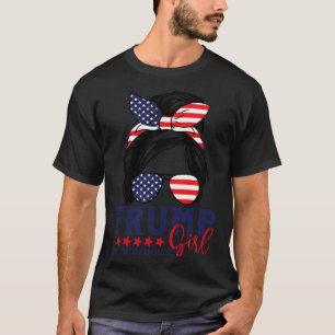 Trump Girl No Apologies Messy Bun Trump 2024 Ameri T-Shirt