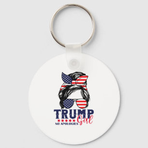 Trump Girl No Apologies Messy Bun Trump American F Key Ring