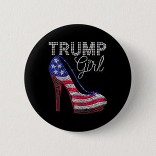 Trump Girl Stilettos High Heel American Flag Bling 6 Cm Round Badge