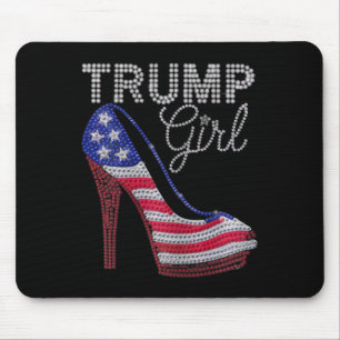 Trump Girl Stilettos High Heel American Flag Bling Mouse Pad