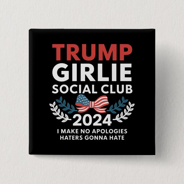 Trump Girlie Coquette Social Club Bow Election  15 Cm Square Badge (Front)