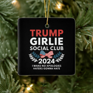 Trump Girlie Coquette Social Club Bow Election  Ceramic Ornament