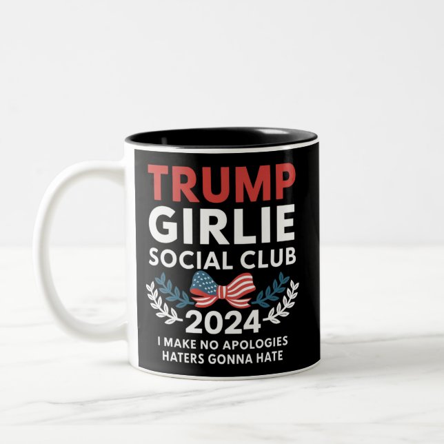 Trump Girlie Coquette Social Club Bow Election  Two-Tone Coffee Mug (Left)