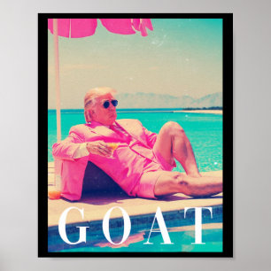 Trump Goat Shirt Summer 2024 Retro Funny Pink Dona Poster