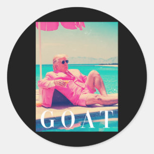 Trump Goat Summer 2024 Retro Funny Pink Donald Tru Classic Round Sticker