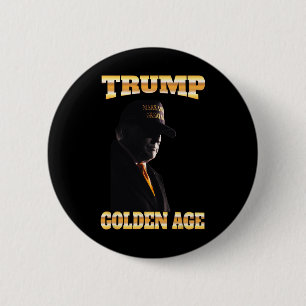 Trump Golden Age Silhouette Mega 45 47 Golden Tie  6 Cm Round Badge