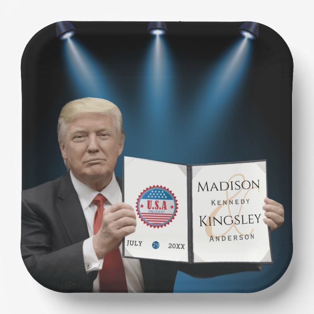 Trump Greatest Amazing Wedding Paper Plate (Front)