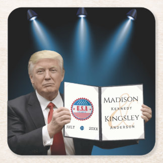 Trump Greatest 💍 Patriot Wedding Square Paper Coaster