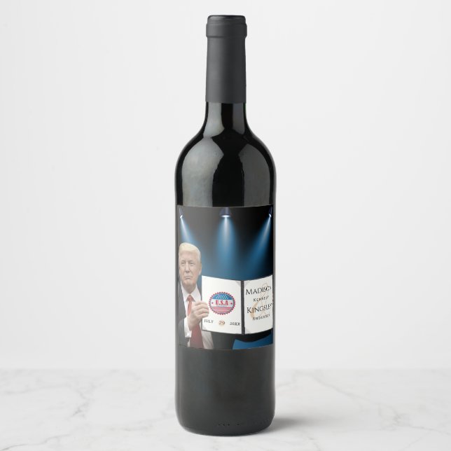 Trump Greatest 💍 Patriot Wedding  Wine Label (Front)