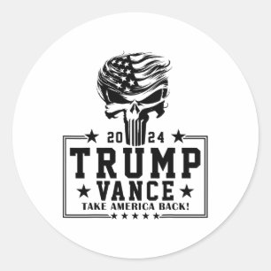 Trump Hair Skull Halloween American Flag Trump Van Classic Round Sticker