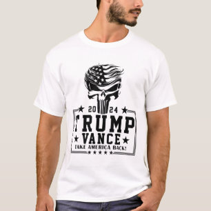 Trump Hair Skull Halloween American Flag Trump Van T-Shirt