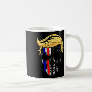 Trump Hair Skull Halloween Trump Head 4th Of July Coffee Mug