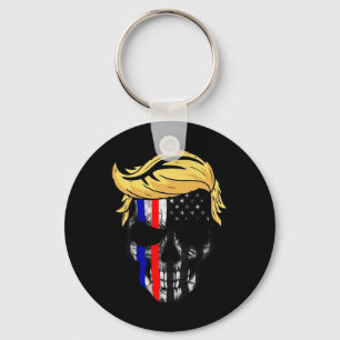 Trump Hair Skull Halloween Trump Head 4th Of July  Key Ring