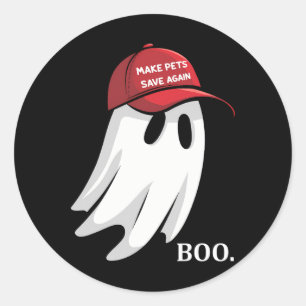 Trump Halloween Ghost Boo Make Pets Save Again Bir Classic Round Sticker