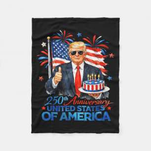 Trump Happy 250th Birthday of America USA 250th Fleece Blanket