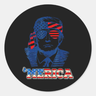 Trump Happy 4th Of July Trump American Flag 1 Classic Round Sticker