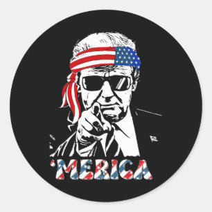 Trump Happy 4th Of July Trump American Flag 1 Classic Round Sticker