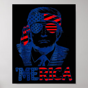 Trump Happy 4th Of July Trump American Flag 2 Poster