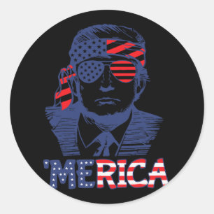 Trump Happy 4th Of July Trump American Flag 3 Classic Round Sticker