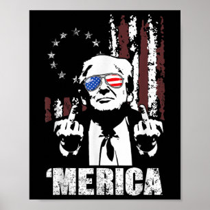 Trump Happy 4th Of July Trump American Flag 8  Poster