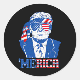 Trump Happy 4th Of July Trump American Flag Classic Round Sticker