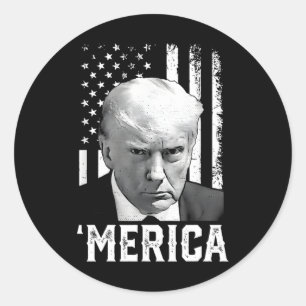 Trump Happy 4th Of July Trump American Flag Gifts  Classic Round Sticker